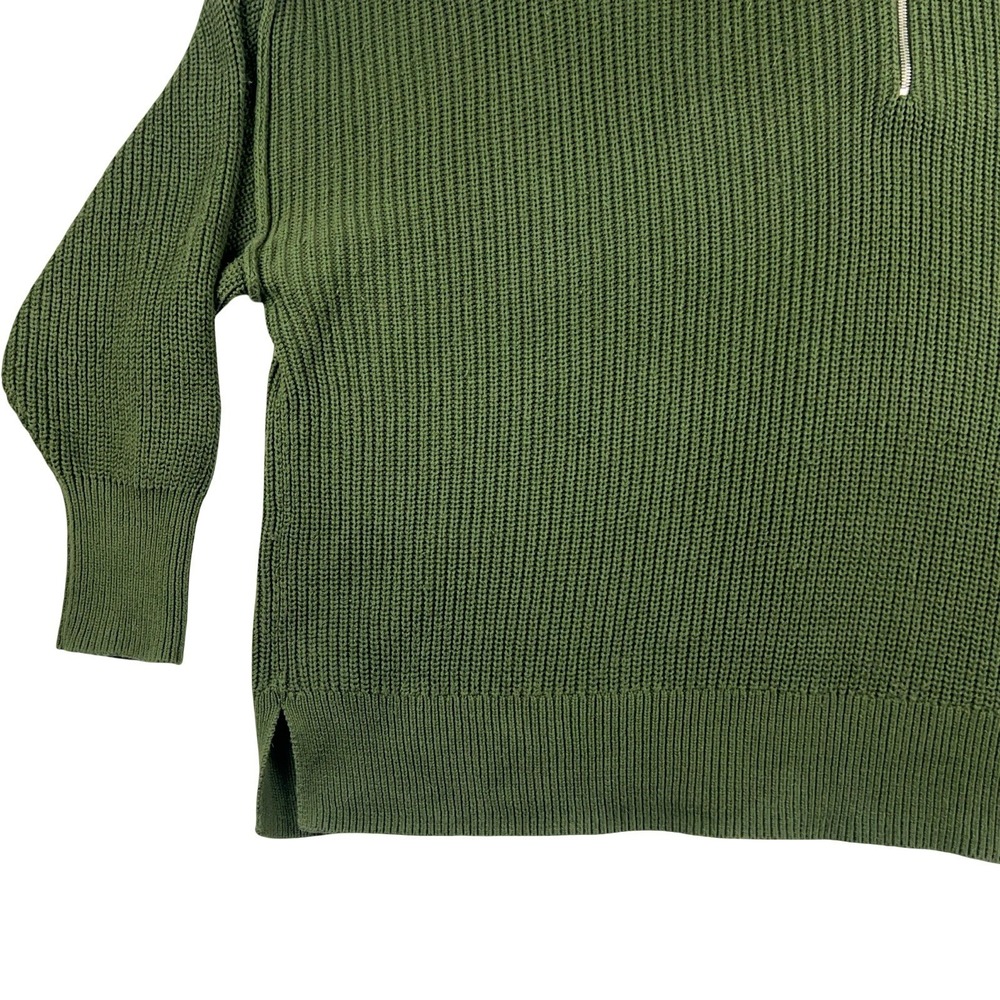 Torrid Quarter Zip Sweater Womens 3 Green Ribbed Knit Oversized Mock Neck - Picture 5 of 11